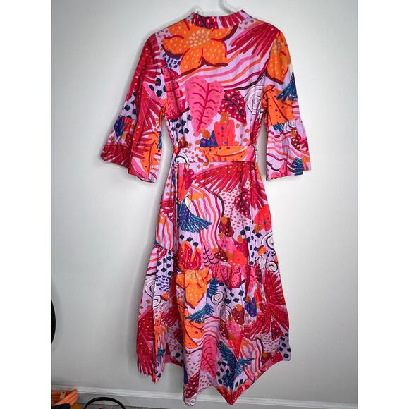 NWOT Farm Rio Lilac Colorful Party Belted Midi Dress Women's Size S - Picture 12 of 14